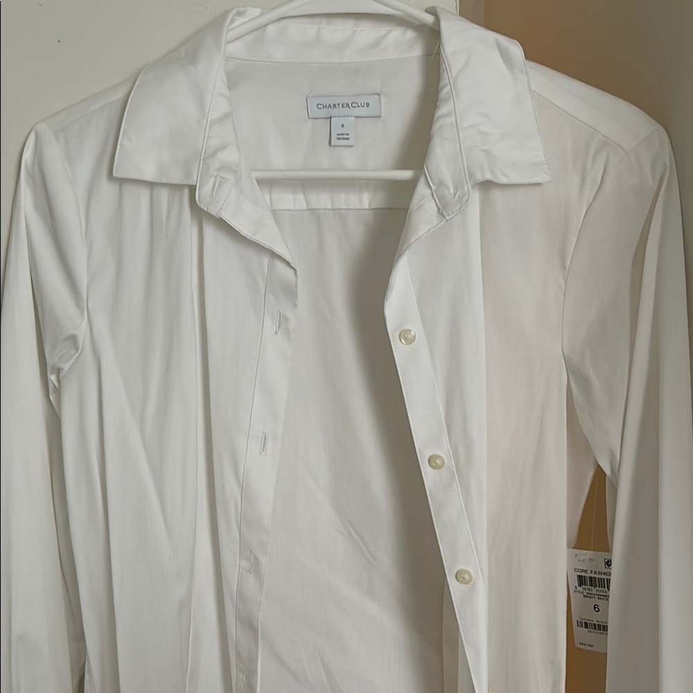Charter Club White Blouse Classic Top